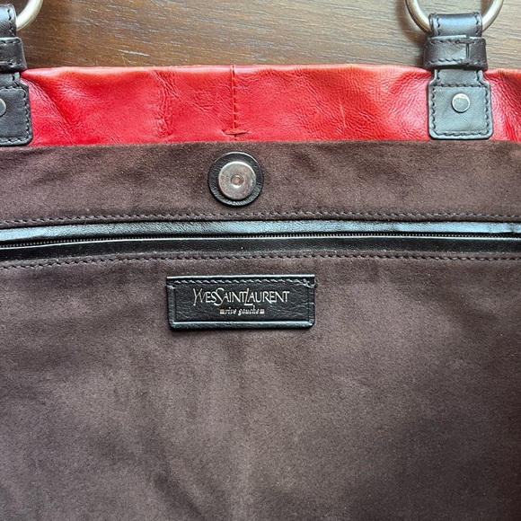VINTAGE Yves Saint Laurent Red Leather Hand Bag with Silver-Toned Hardware - Picture 9 of 16